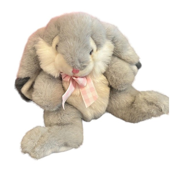 VINTAGE Easter BUNNY RABBIT PLUSH AURORA 1996 Just Friends Gray Adorable! - Picture 1 of 6